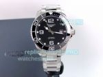 Replica Longines Hydroconquest Watch Black Quarter Arabic Dial Black Rubber Strap 41MM